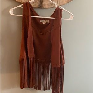 Burnt orange fringe vest